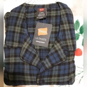 NWT Men's Hanes Plaid Flannel Sleepwear Set